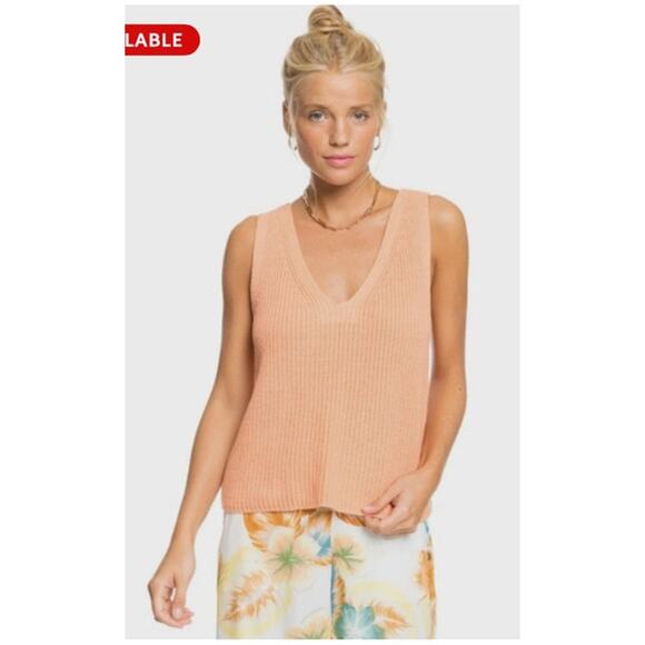 EUC WHITE Roxy Bright Place Sleeveless Sweater Tank Top White Ribbed Knit sz: M - Picture 2 of 11